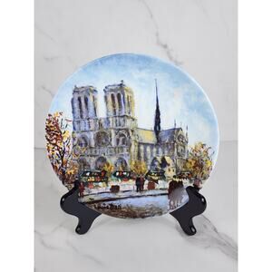 Limoges Notre Dame Cathedral Paris France Porcelain 8 1/2" Plate Wall Decor Vtg